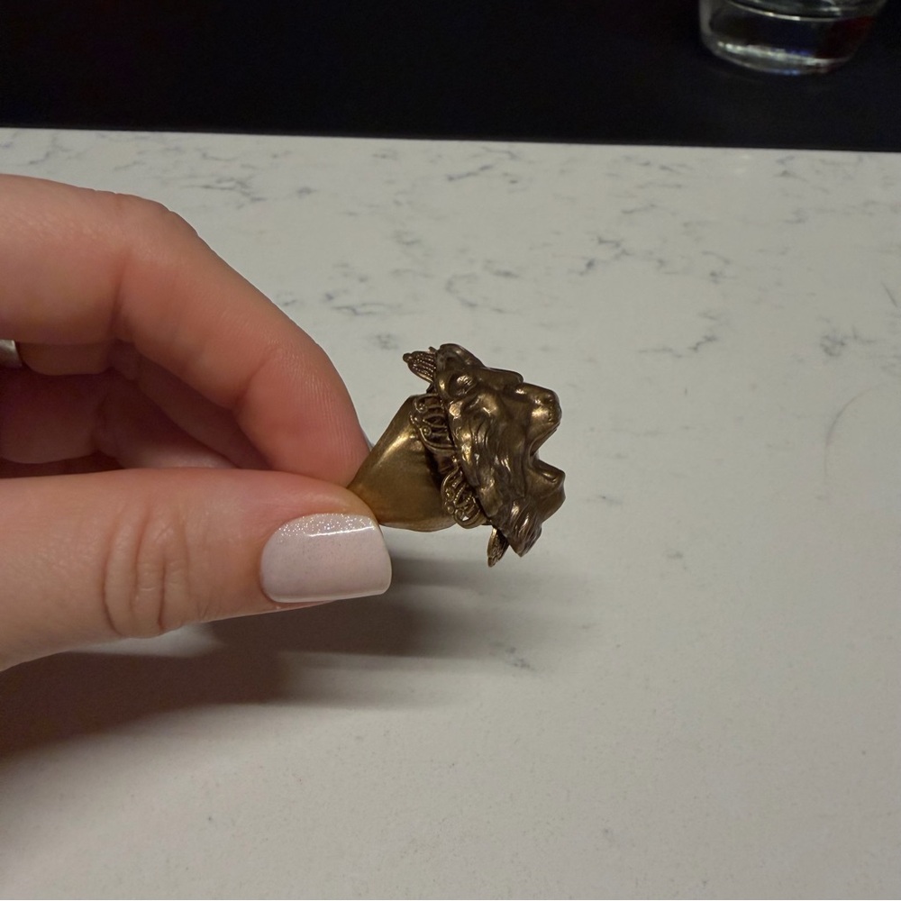 Vintage Lion Ring Adjustable Statement Piece - image 2